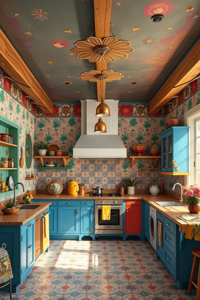 64 Color-Drenched Eclectic Kitchen With Whimsical Flair Ideas