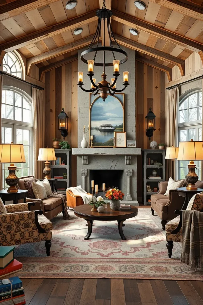 62 Rustic Farmhouse Maximalist Living Room Decor Ideas