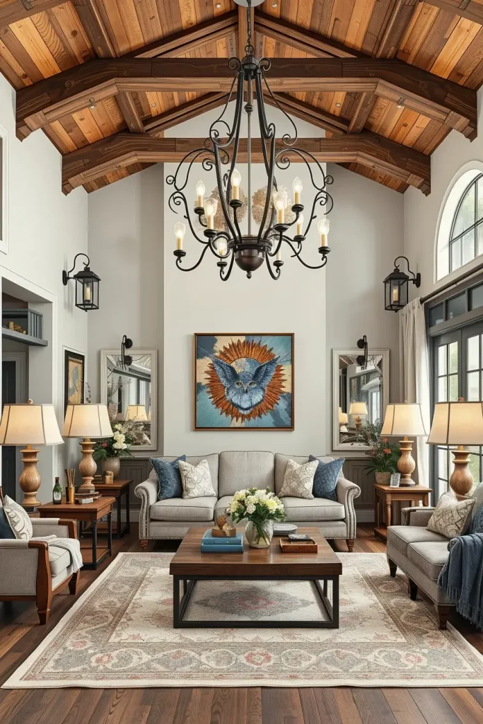 62 Rustic Farmhouse Maximalist Living Room Decor Ideas