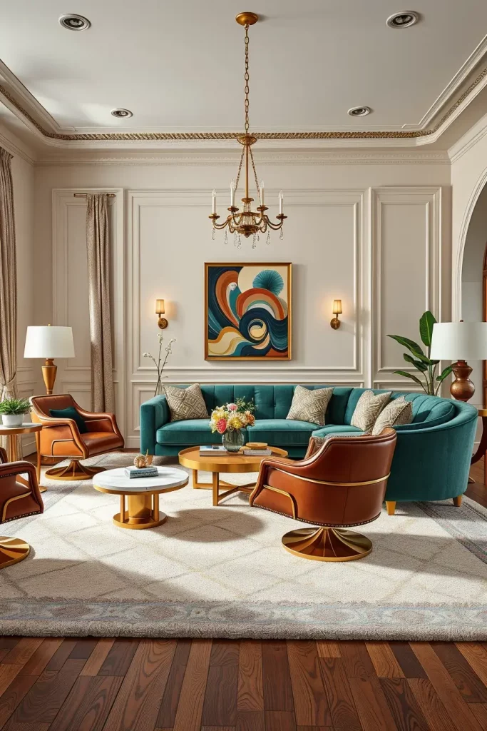 64 Stunning Art Deco Revival Living Room Décor Ideas for Glamorous Interiors