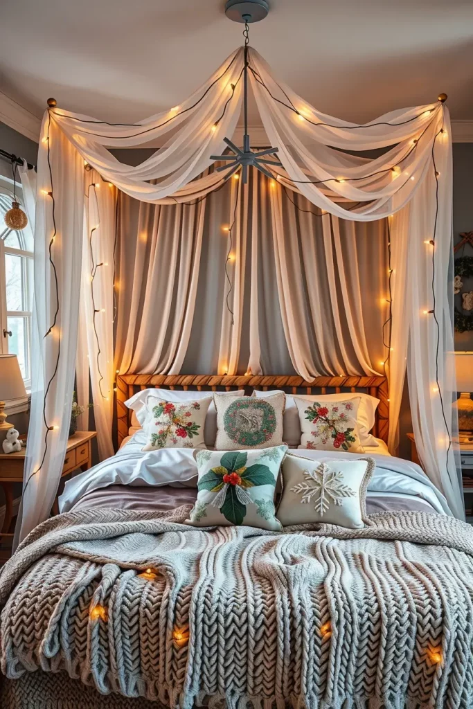 60 Christmas Lights in the Bedroom 2025: Magical and Cozy Holiday Ideas