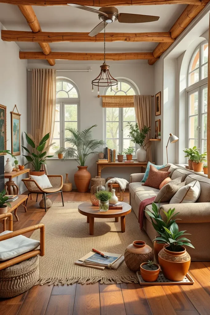 63 Eclectic Living Room Design with Natural Textures