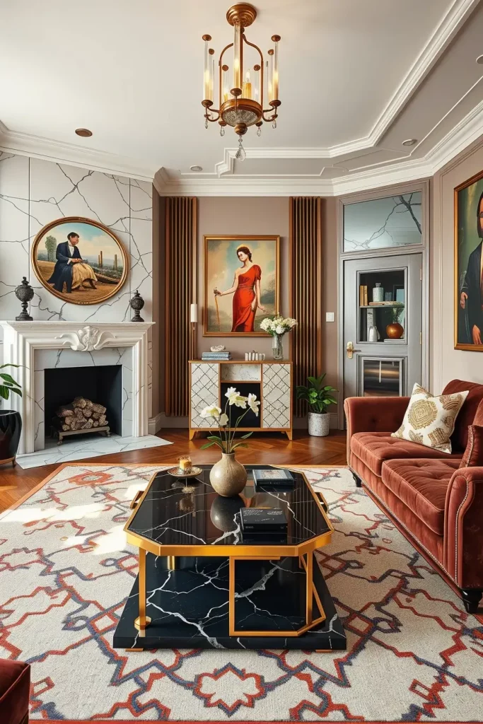 64 Stunning Art Deco Revival Living Room Décor Ideas for Glamorous Interiors