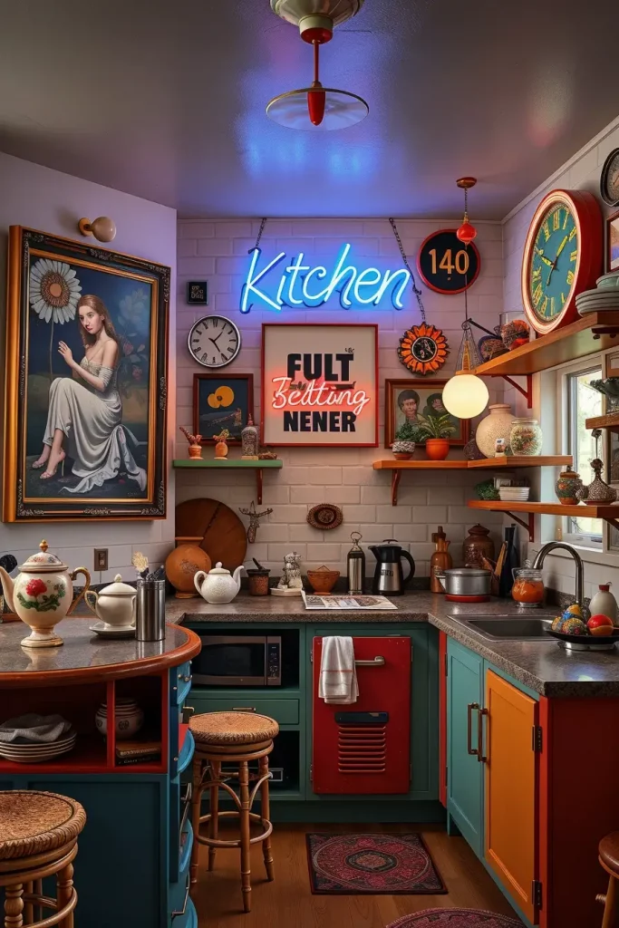 64 Color-Drenched Eclectic Kitchen With Whimsical Flair Ideas