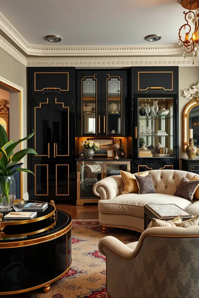 64 Stunning Art Deco Revival Living Room Décor Ideas for Glamorous Interiors