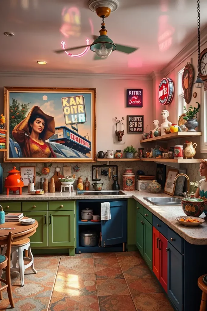 64 Color-Drenched Eclectic Kitchen With Whimsical Flair Ideas