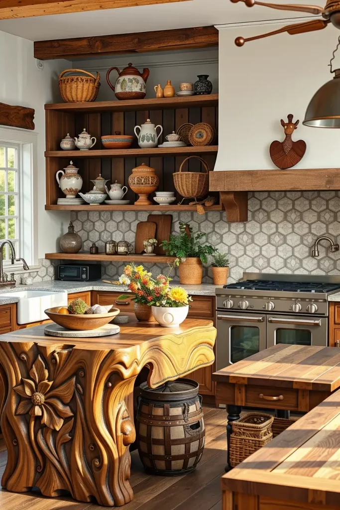 62 Eclectic Kitchen Design with Natural Textures
