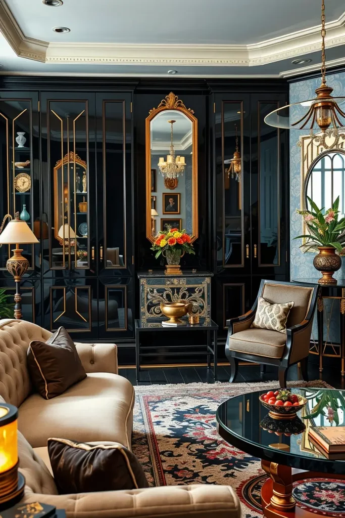 64 Stunning Art Deco Revival Living Room Décor Ideas for Glamorous Interiors