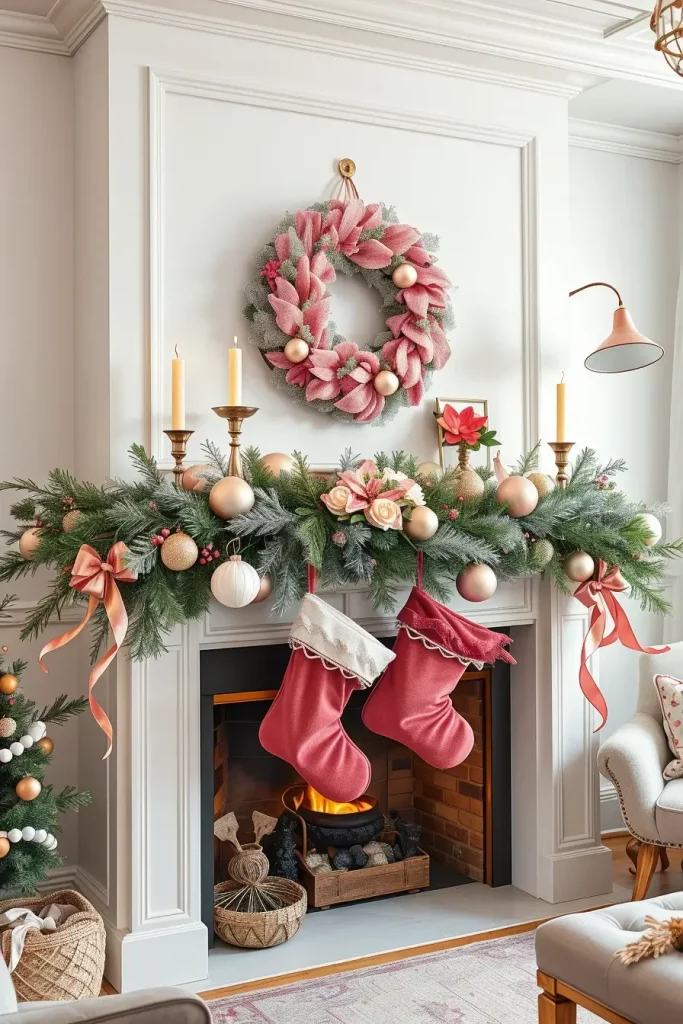 64 Christmas Mantle Decor Ideas 2025 to Style Your Fireplace Beautifully