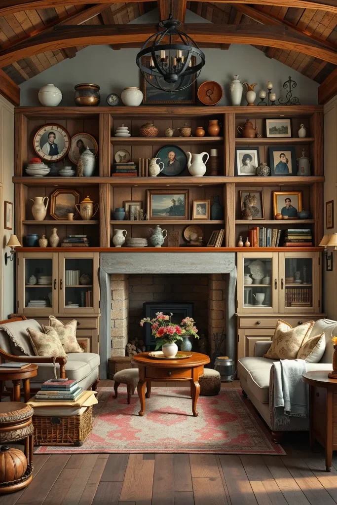 62 Rustic Farmhouse Maximalist Living Room Decor Ideas
