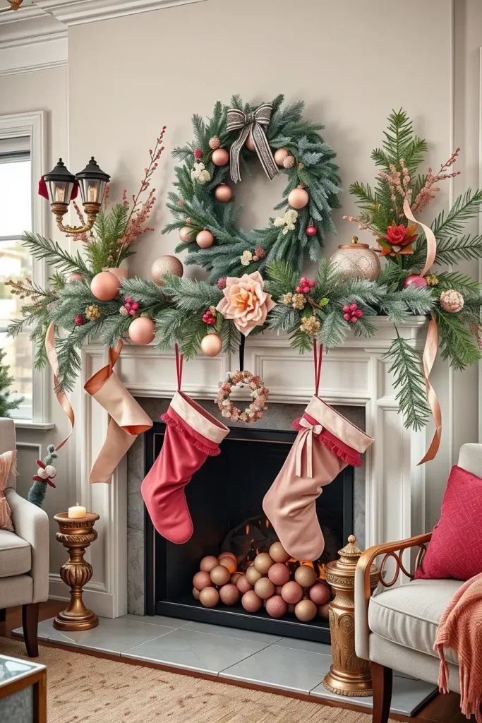 64 Christmas Mantle Decor Ideas 2025 to Style Your Fireplace Beautifully