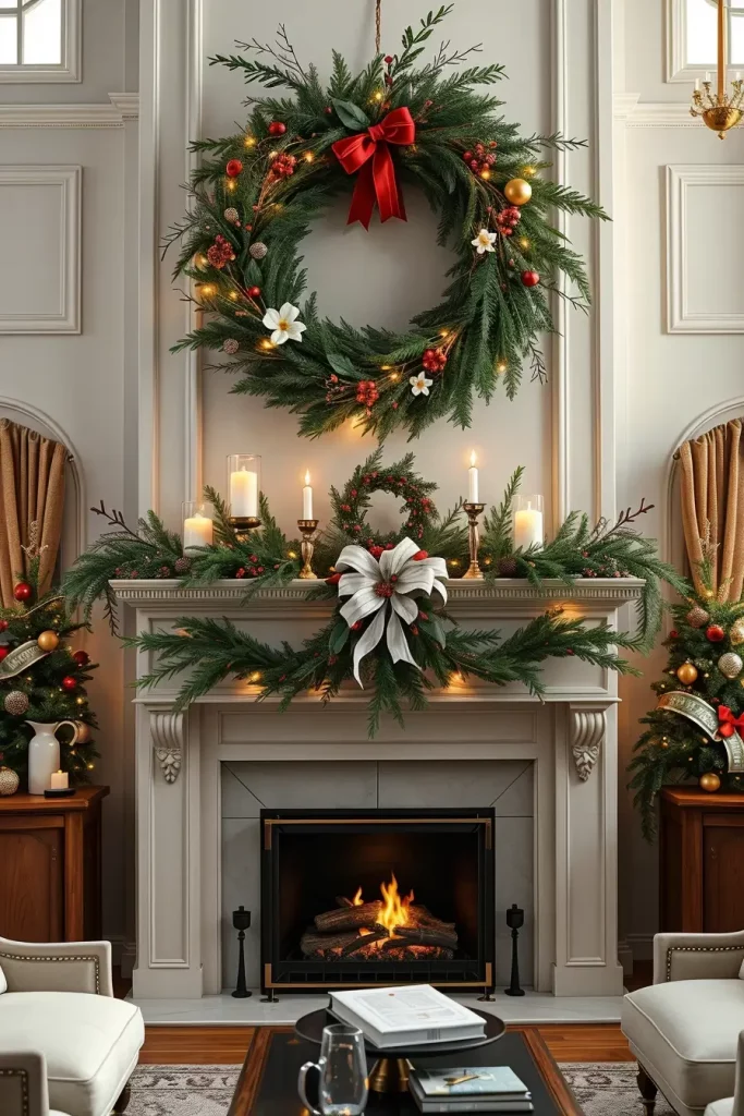 64 Christmas Mantle Decor Ideas 2025 to Style Your Fireplace Beautifully