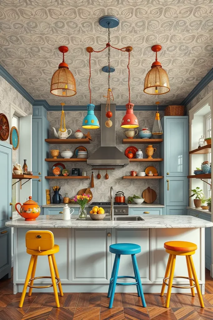 64 Color-Drenched Eclectic Kitchen With Whimsical Flair Ideas