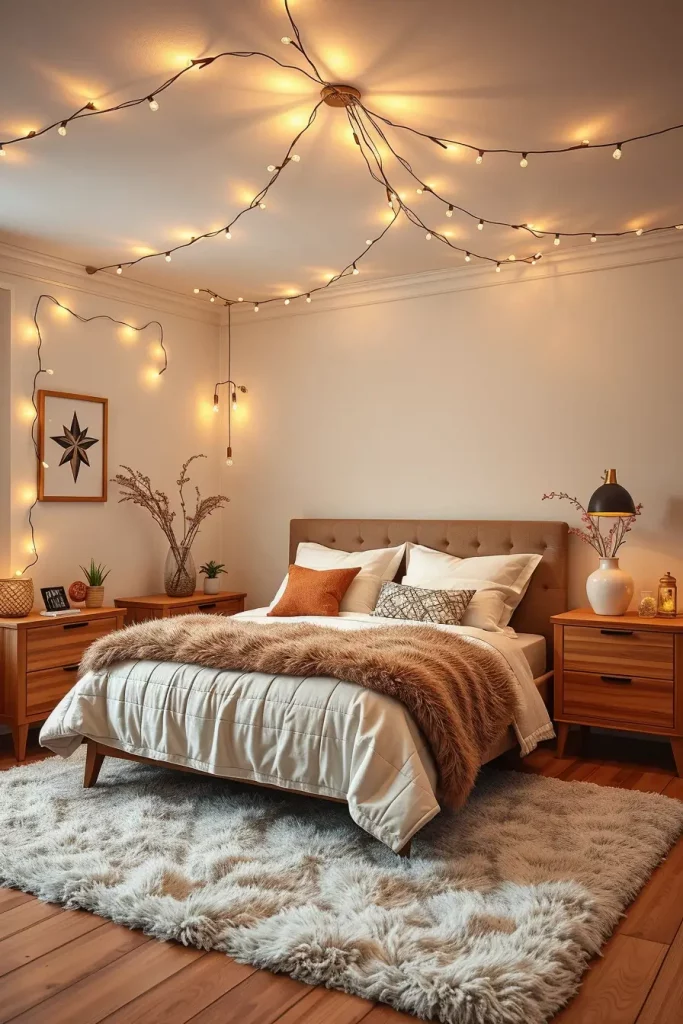 60 Christmas Lights in the Bedroom 2025: Magical and Cozy Holiday Ideas