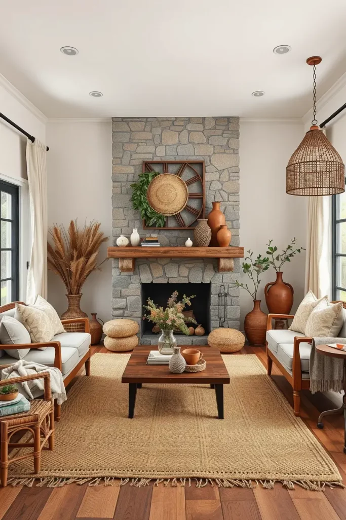 62 Eclectic Farmhouse Interior Design with Natural Textures and Rustic Charm