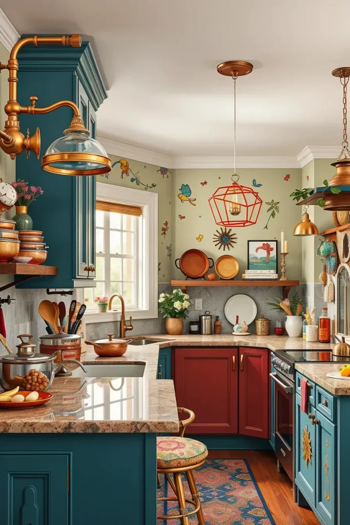 64 Color-Drenched Eclectic Kitchen With Whimsical Flair Ideas