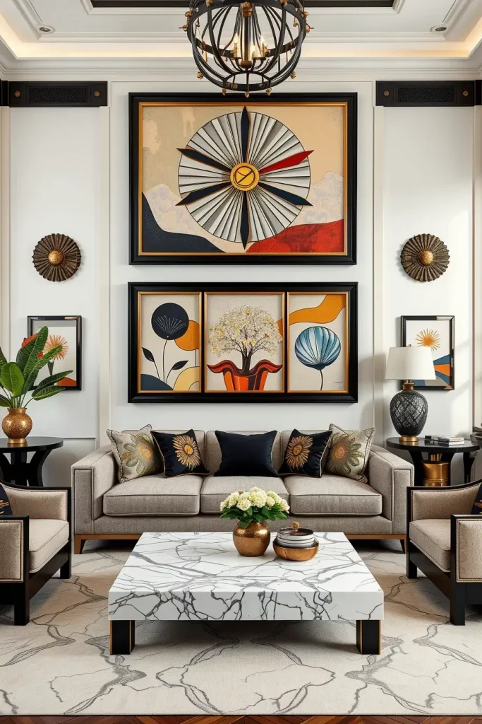 64 Stunning Art Deco Revival Living Room Décor Ideas for Glamorous Interiors