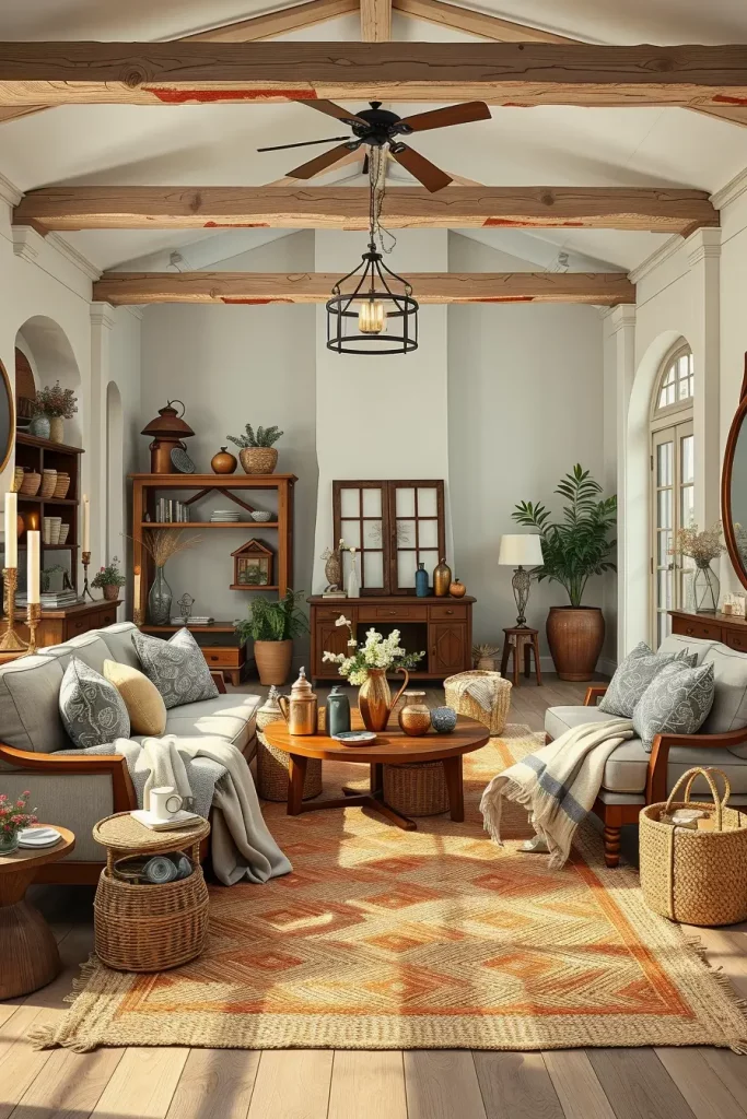 62 Rustic Farmhouse Maximalist Living Room Decor Ideas