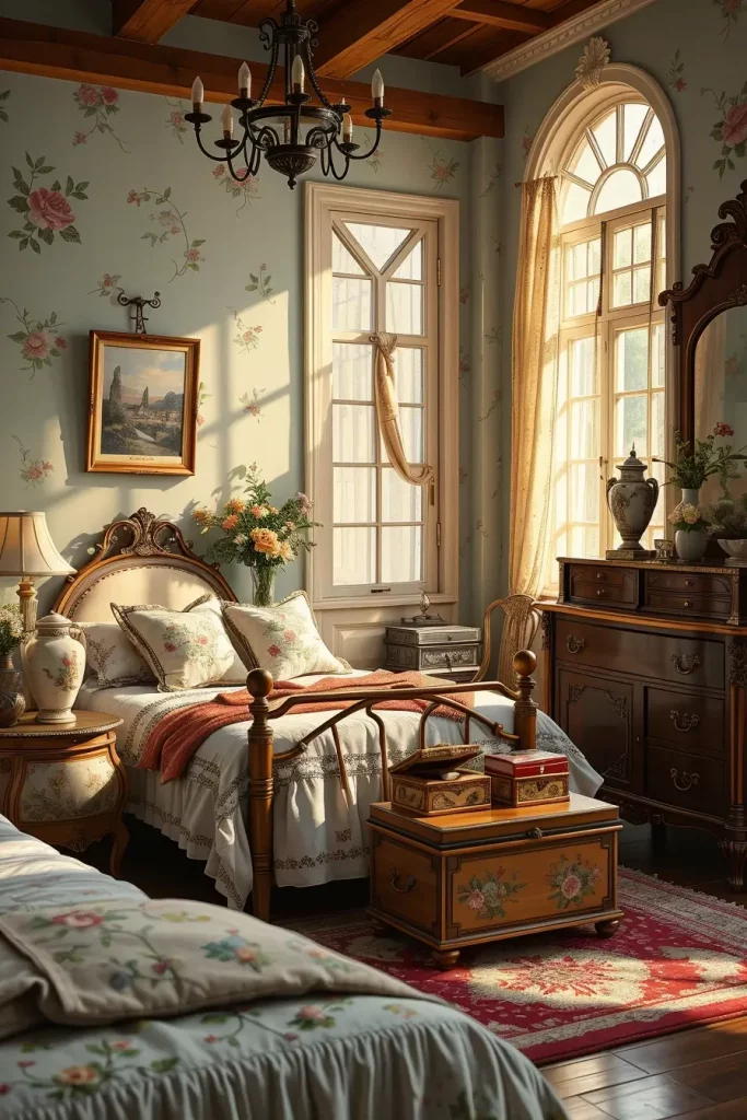 65 Vintage Bedroom with Hand-Painted Furniture Ideas for Timeless Charm
