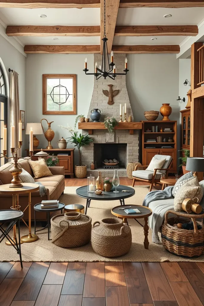 62 Rustic Farmhouse Maximalist Living Room Decor Ideas