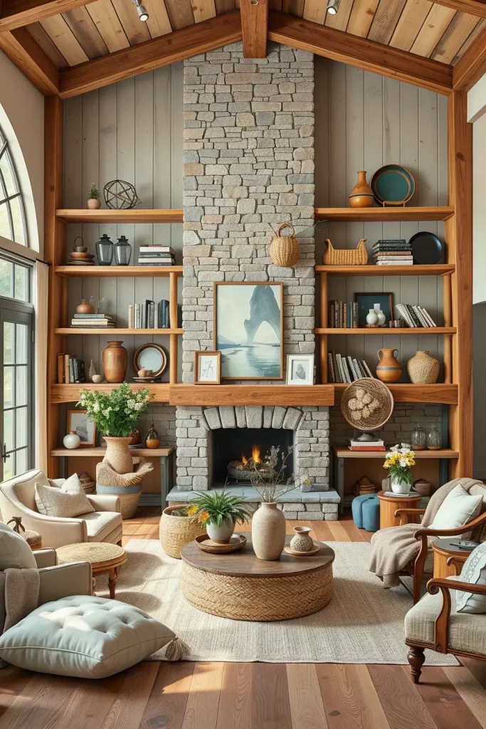 62 Rustic Farmhouse Maximalist Living Room Decor Ideas