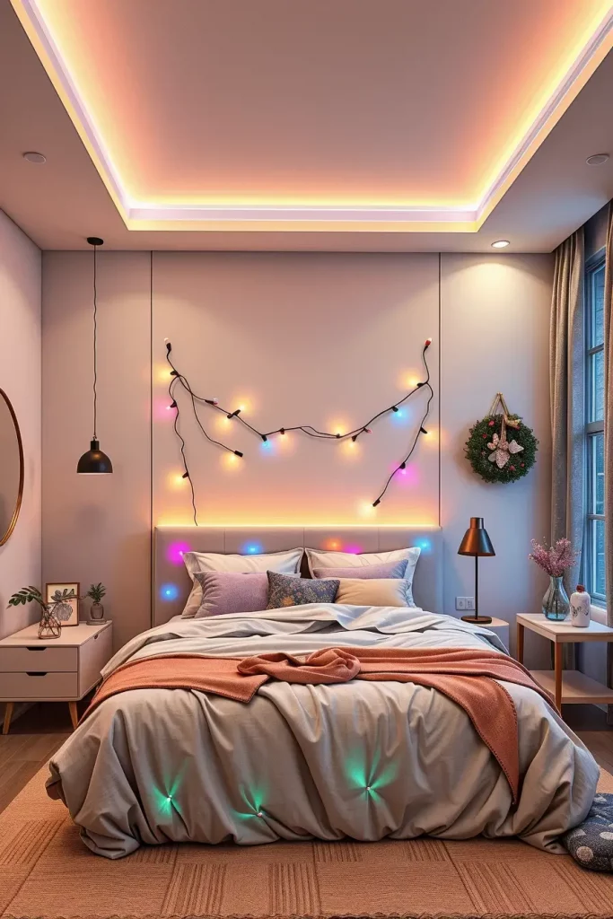 60 Christmas Lights in the Bedroom 2025: Magical and Cozy Holiday Ideas