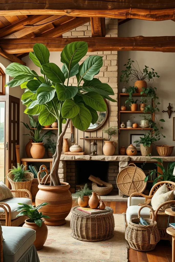 62 Eclectic Farmhouse Interior Design with Natural Textures and Rustic Charm