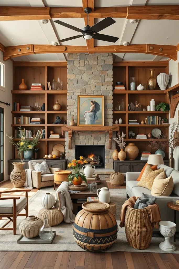 62 Rustic Farmhouse Maximalist Living Room Decor Ideas