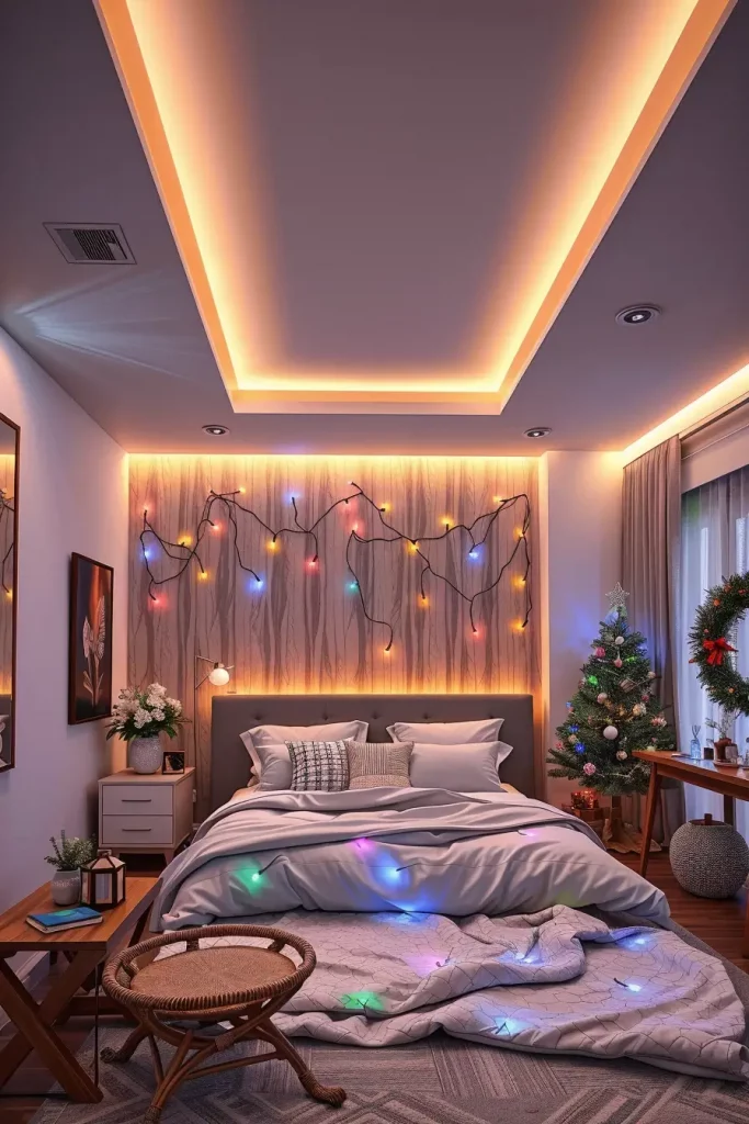 60 Christmas Lights in the Bedroom 2025: Magical and Cozy Holiday Ideas