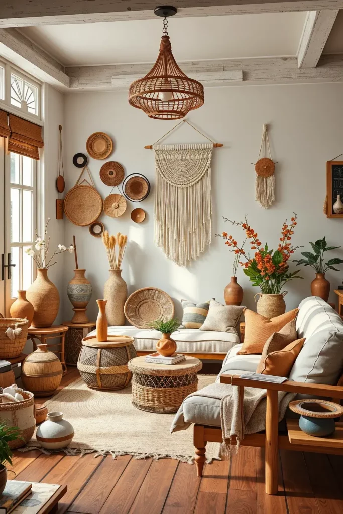 63 Eclectic Living Room Design with Natural Textures