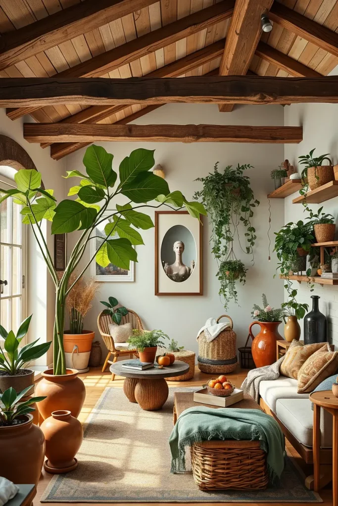62 Eclectic Farmhouse Interior Design with Natural Textures and Rustic Charm