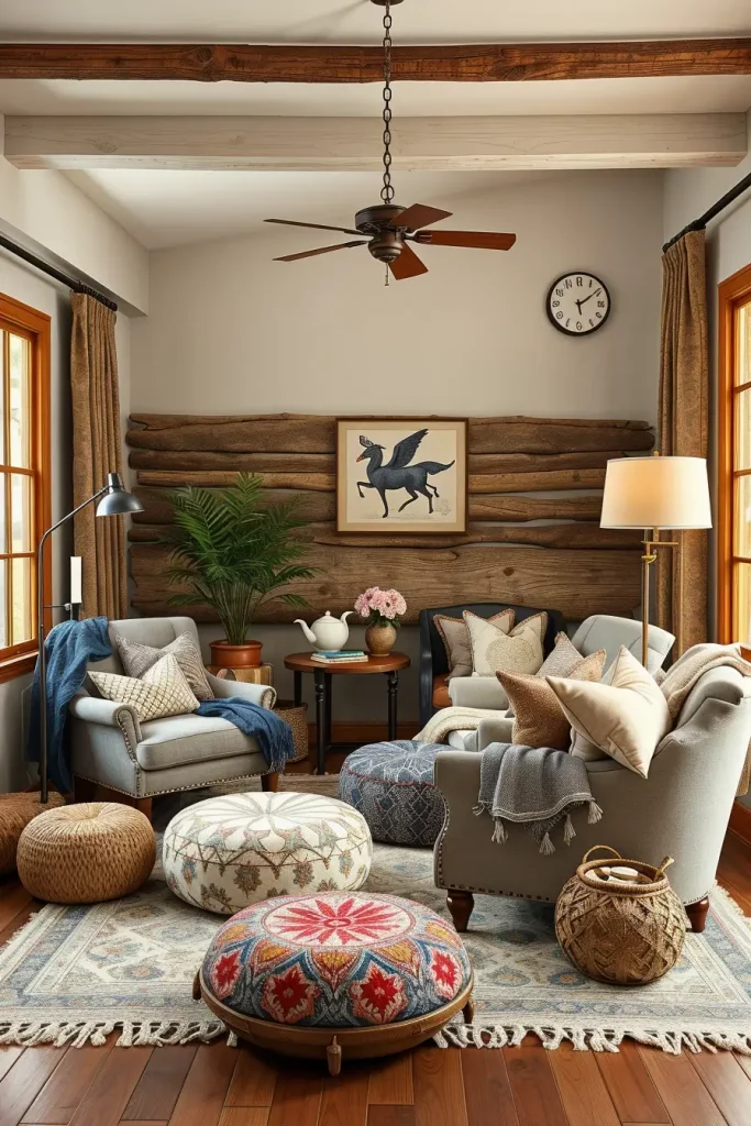 62 Rustic Farmhouse Maximalist Living Room Decor Ideas