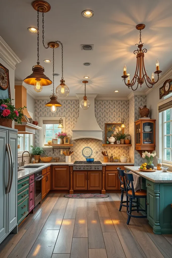 64 Color-Drenched Eclectic Kitchen With Whimsical Flair Ideas