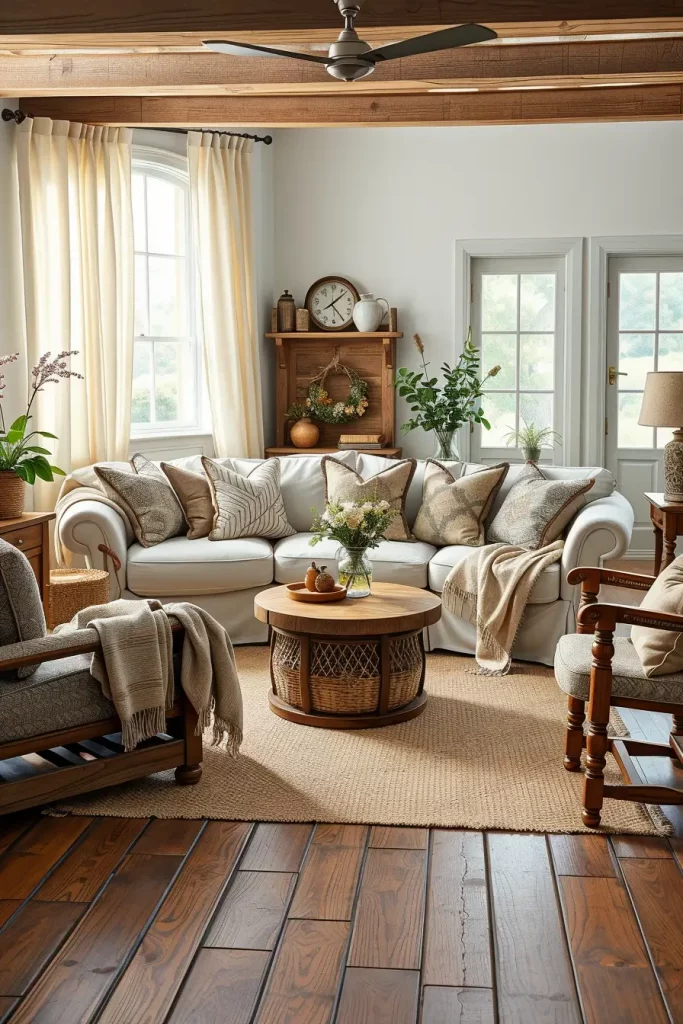 63 Creative Farmhouse Living Room With Antique Textures