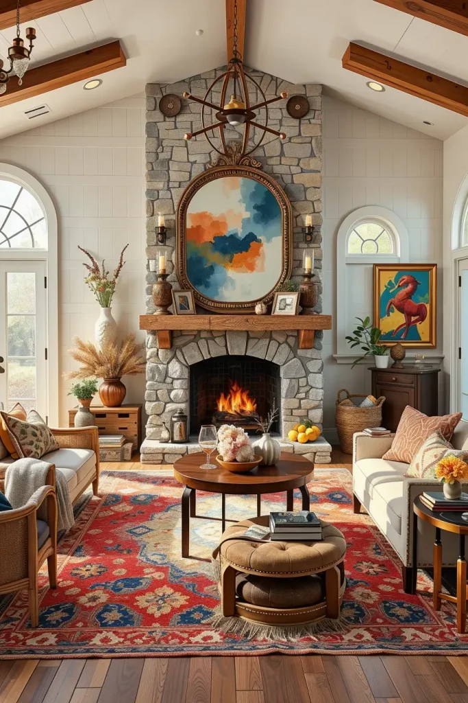 62 Rustic Farmhouse Maximalist Living Room Decor Ideas