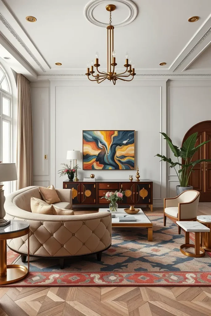 64 Stunning Art Deco Revival Living Room Décor Ideas for Glamorous Interiors