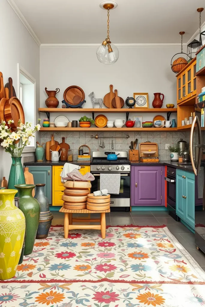 64 Color-Drenched Eclectic Kitchen With Whimsical Flair Ideas