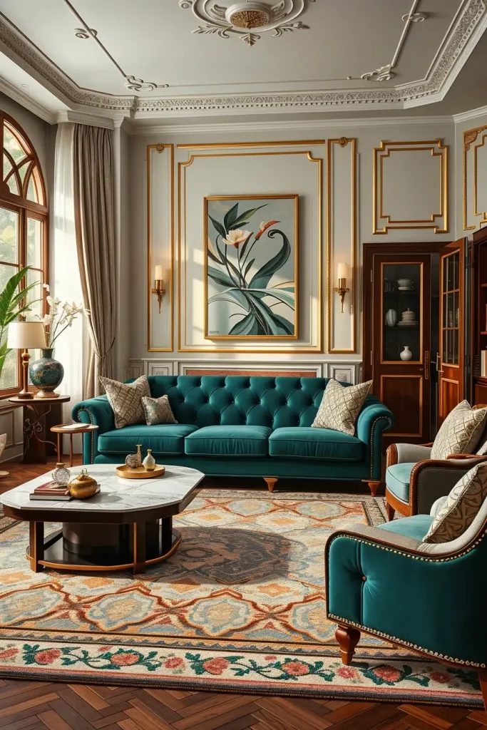 64 Stunning Art Deco Revival Living Room Décor Ideas for Glamorous Interiors