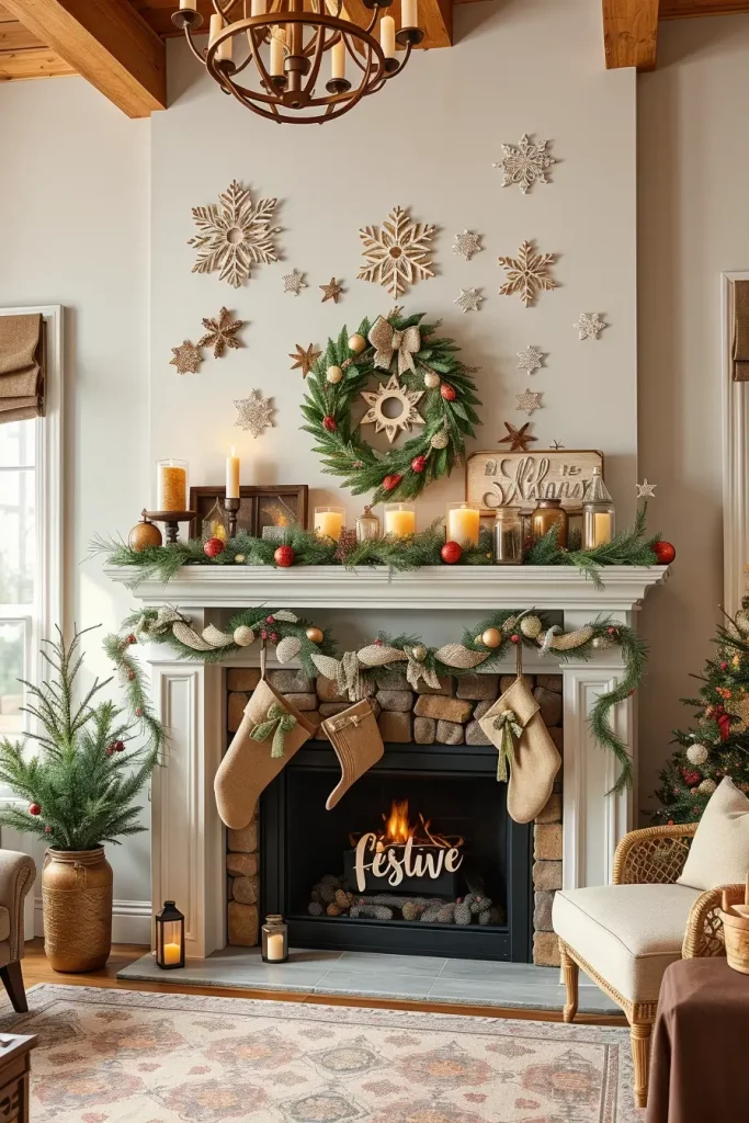 64 Christmas Mantle Decor Ideas 2025 to Style Your Fireplace Beautifully