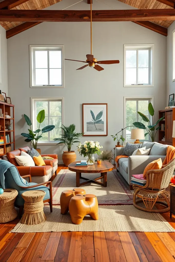63 Eclectic Living Room Design with Natural Textures