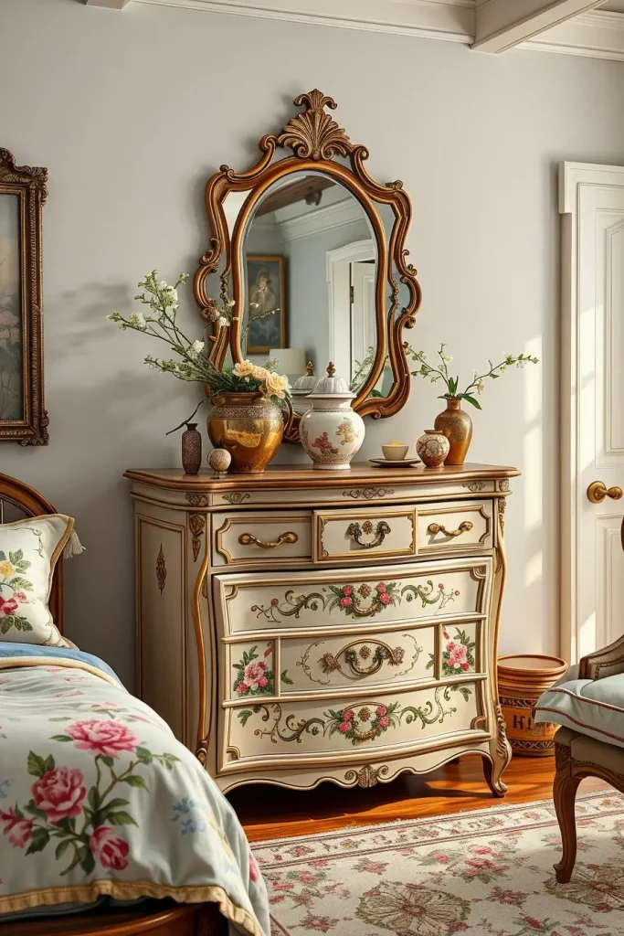65 Vintage Bedroom with Hand-Painted Furniture Ideas for Timeless Charm