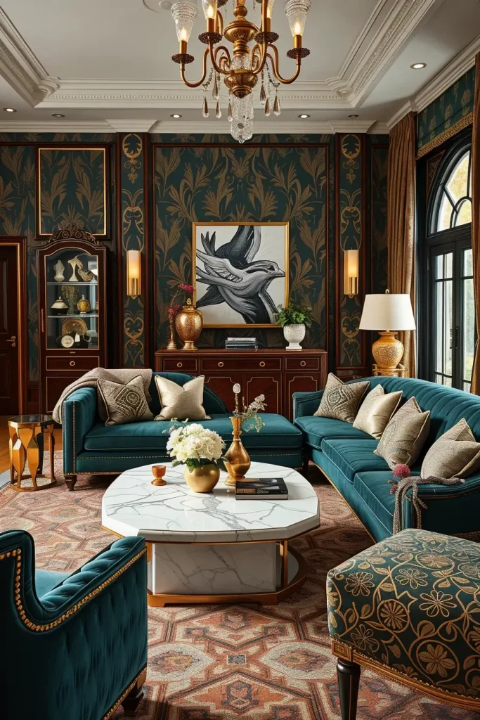 64 Stunning Art Deco Revival Living Room Décor Ideas for Glamorous Interiors