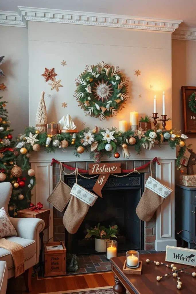 64 Christmas Mantle Decor Ideas 2025 to Style Your Fireplace Beautifully
