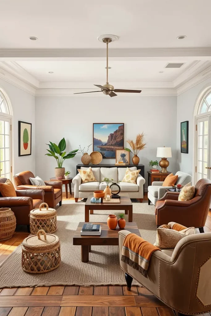 63 Eclectic Living Room Design with Natural Textures