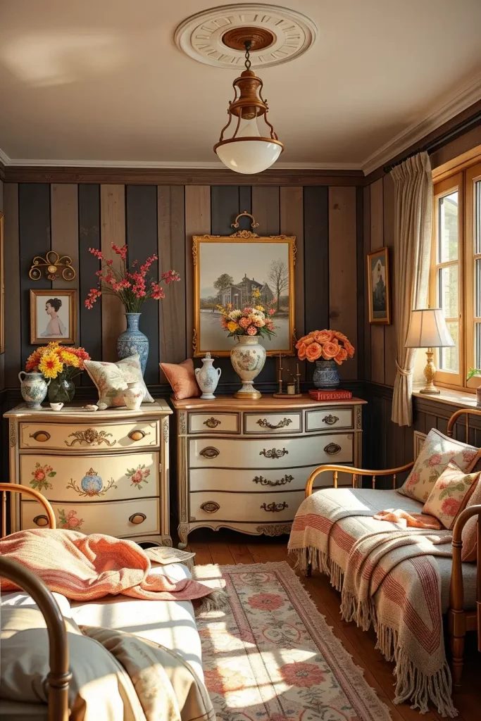 65 Vintage Bedroom with Hand-Painted Furniture Ideas for Timeless Charm