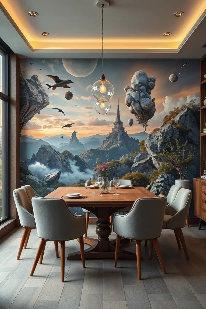 62 Dining Room Accent Wall in a Surreal-Style