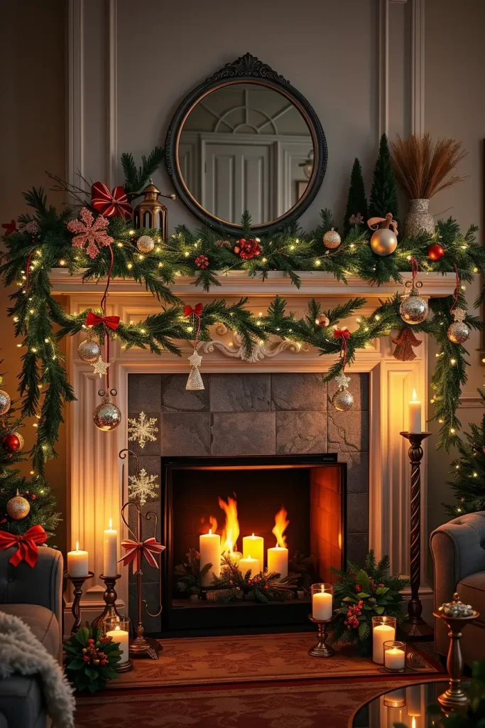 64 Christmas Mantle Decor Ideas 2025 to Style Your Fireplace Beautifully