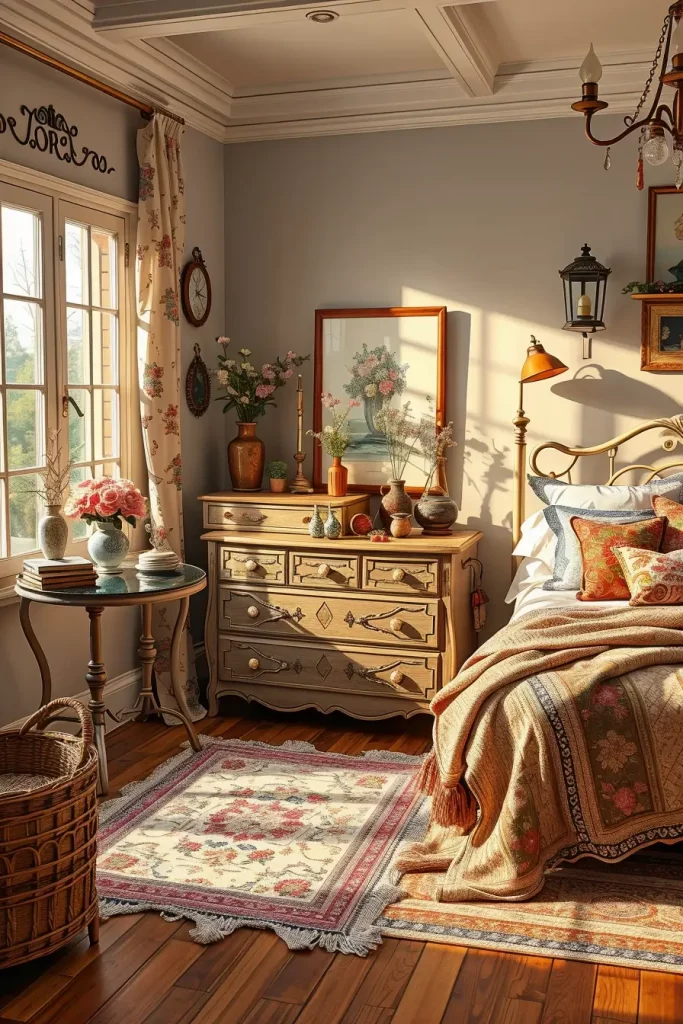 65 Vintage Bedroom with Hand-Painted Furniture Ideas for Timeless Charm
