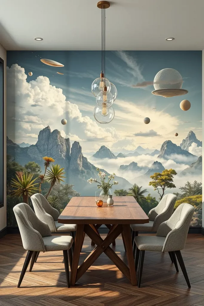 62 Dining Room Accent Wall in a Surreal-Style