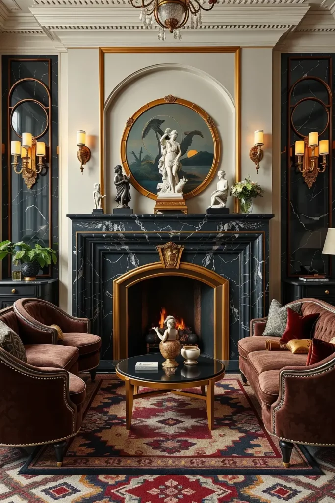 64 Stunning Art Deco Revival Living Room Décor Ideas for Glamorous Interiors